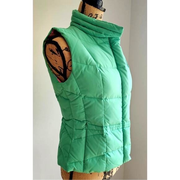 Lilly Pulitzer Down Puffer  Mint Green Vest, Tropical lining design, Sz XS - Picture 4 of 16